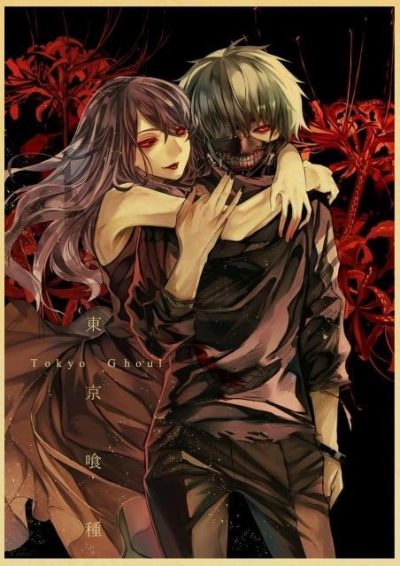 Tokyo Ghoul Couple Ken Kaneki & Rize Vintage Kraft Paper Poster