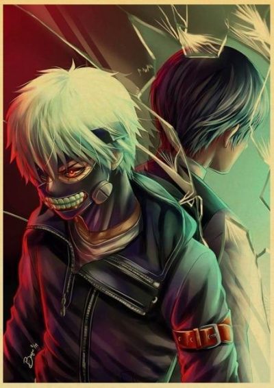 Tokyo Ghoul Half Ken Kaneki Vintage Kraft Paper Poster