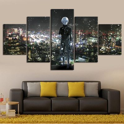 5 Pieces Tokyo Ghoul Ken Kaneki in the City Canvas Wall Art