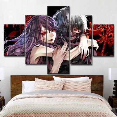 5 Pieces Tokyo Ghoul Ken Kaneki & Rize Canvas Wall Art