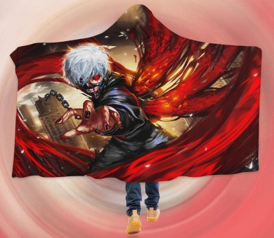 Kaneki Tokyo Ghoul Red Hooded Blanket