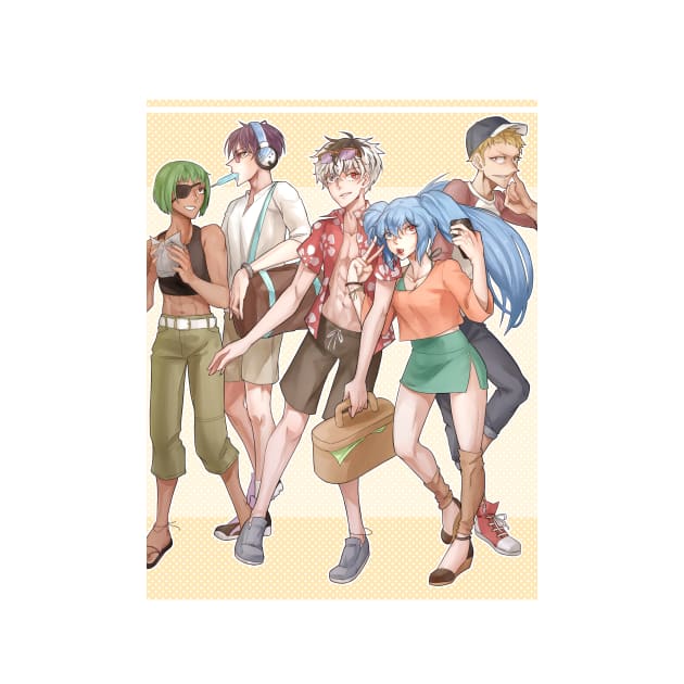 Tg At The Beach Quinx Squad Throw Pillow Official Cow Anime Merch