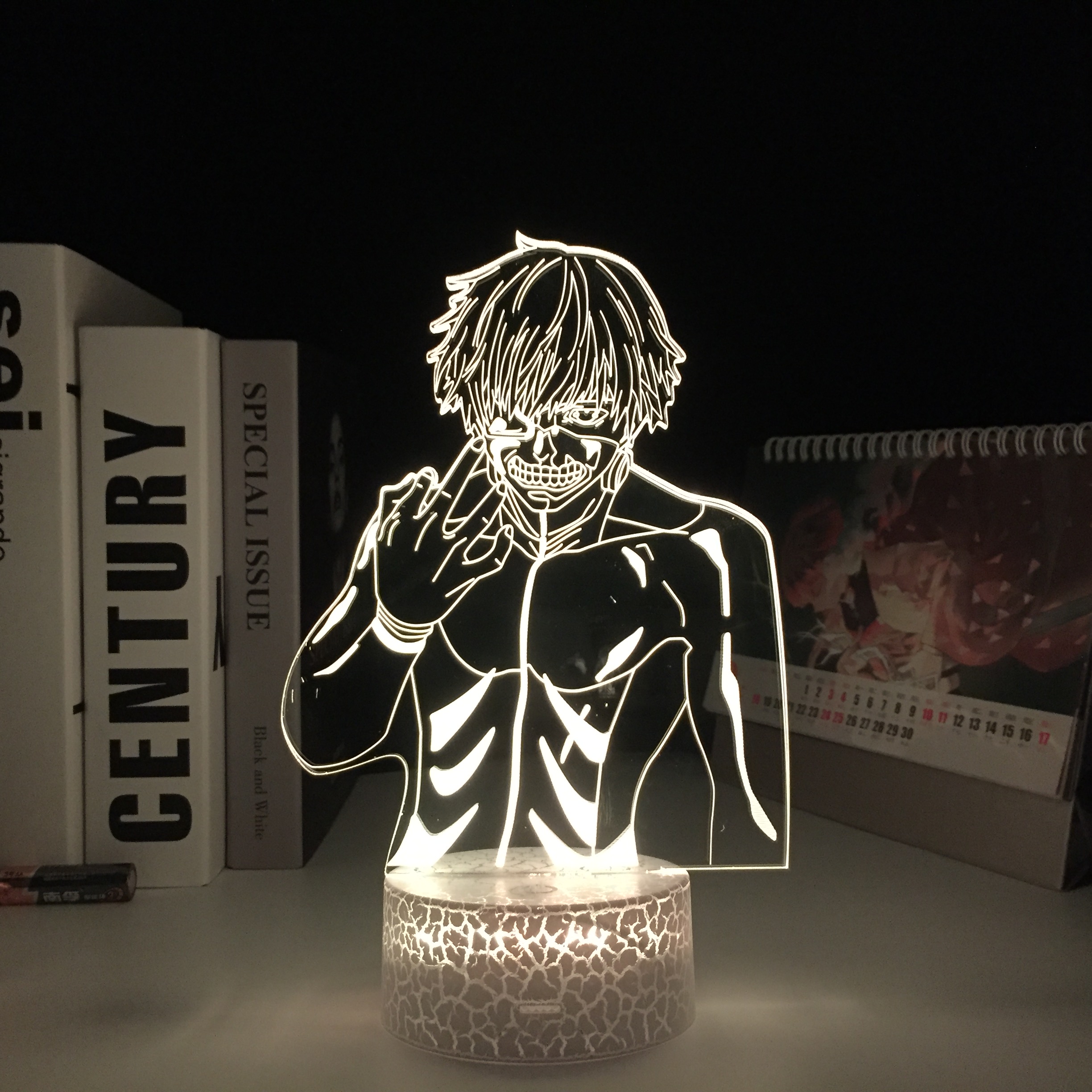 Ken Kaneki Tokyo Ghoul Anime 3D White Base LED Light for Home Decoration Nightlight Cool Child 3 - Tokyo Ghoul Store