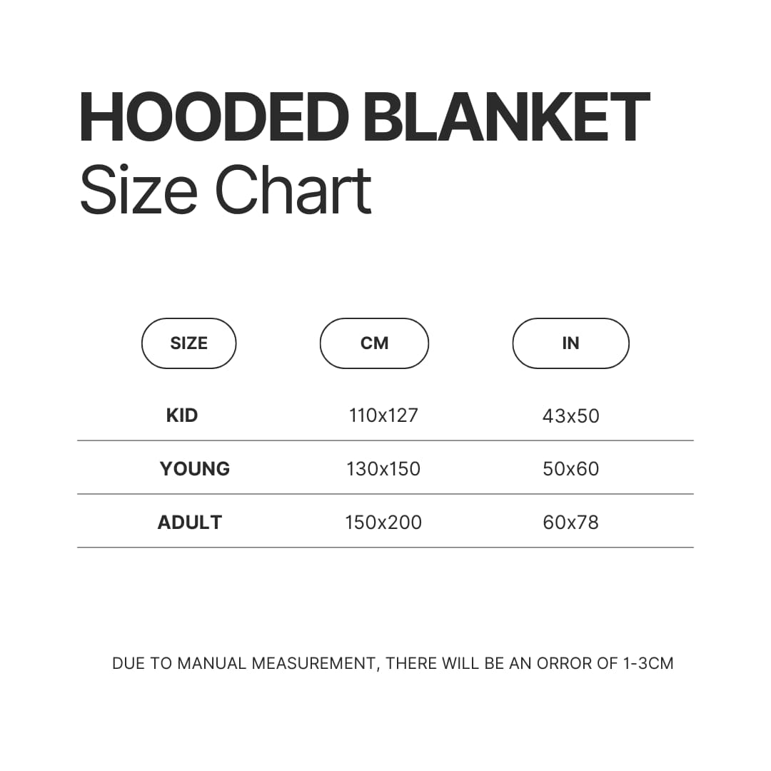 Hooded Blanket Size Chart - Tokyo Ghoul Store
