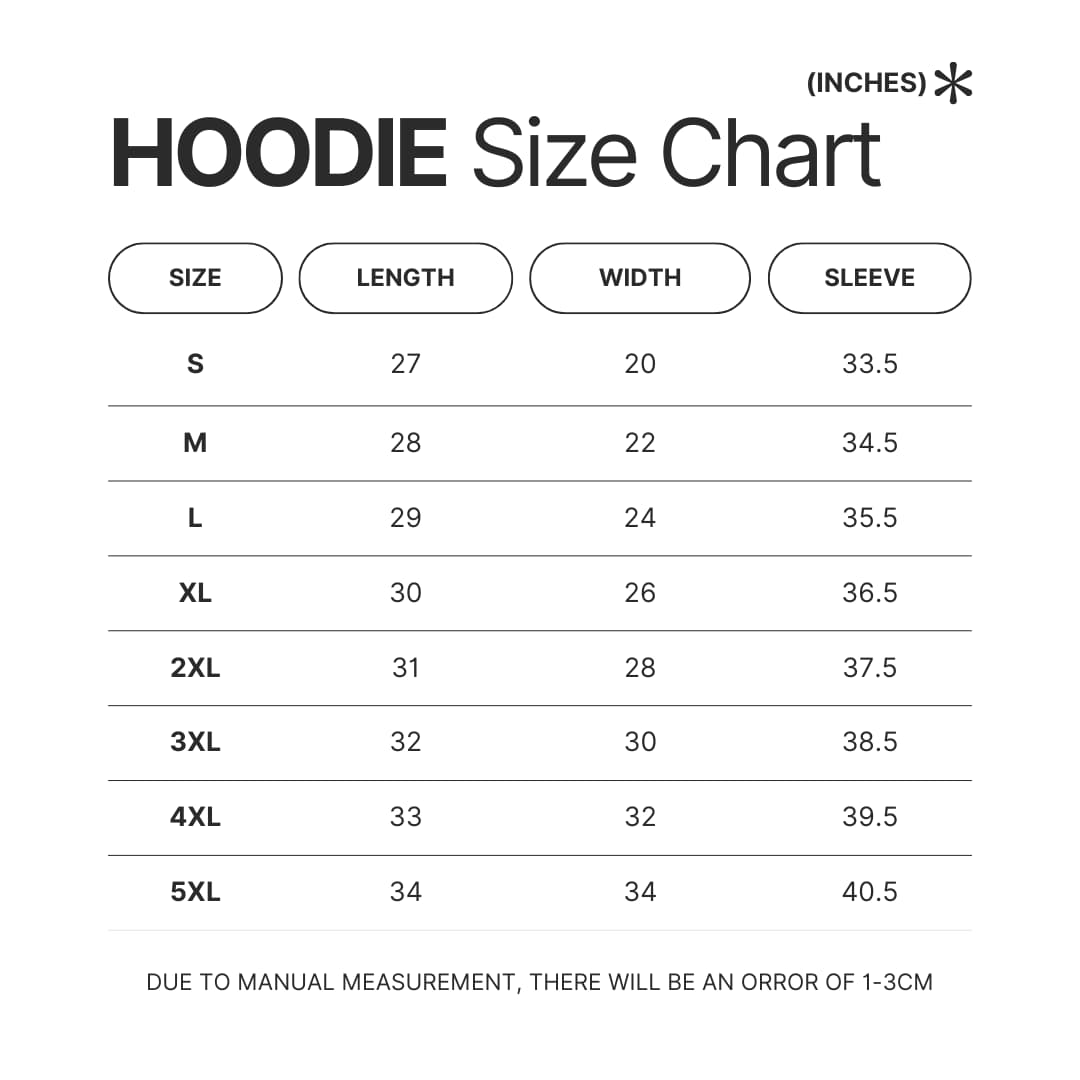 Hoodie Size Chart - Tokyo Ghoul Store