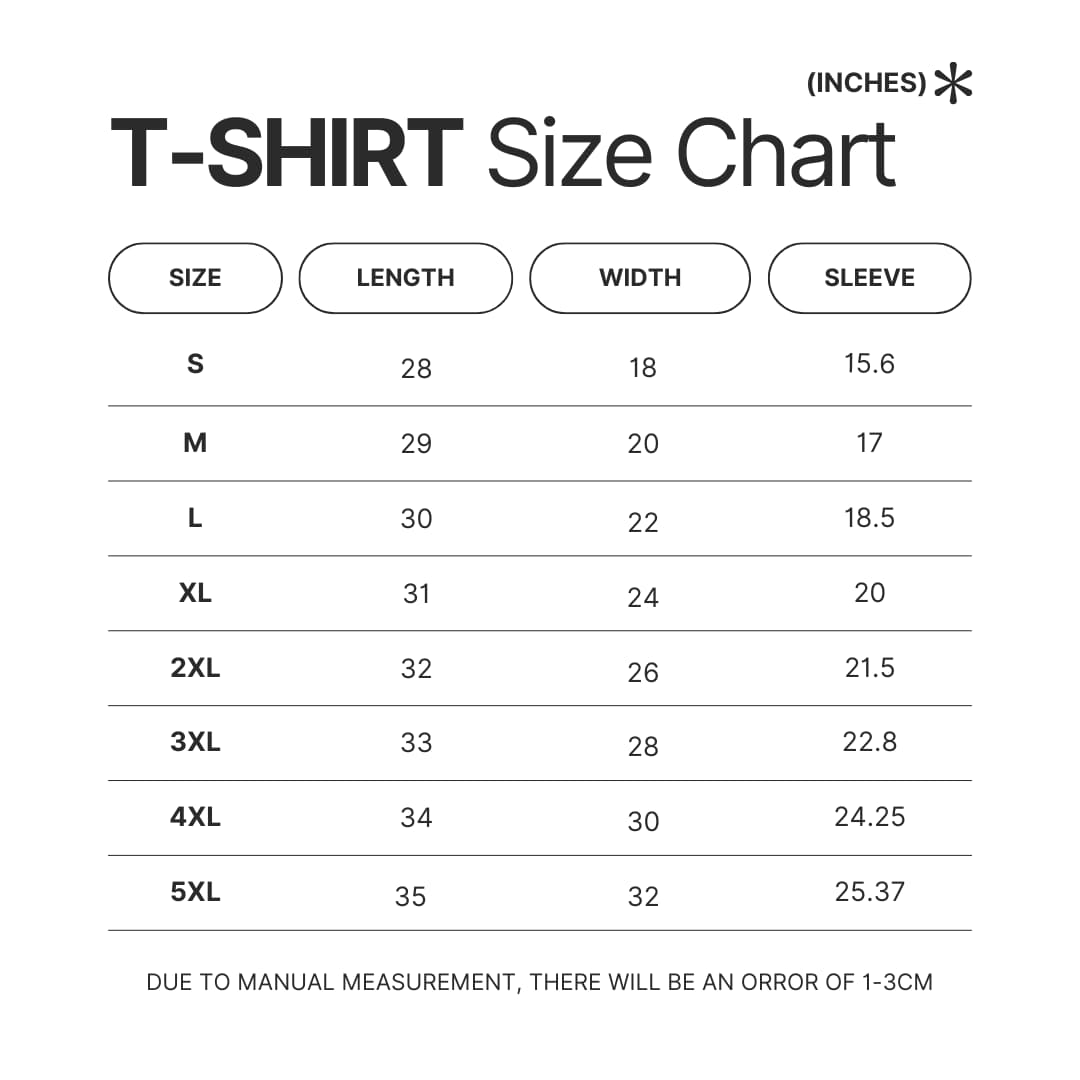 T shirt Size Chart - Tokyo Ghoul Store