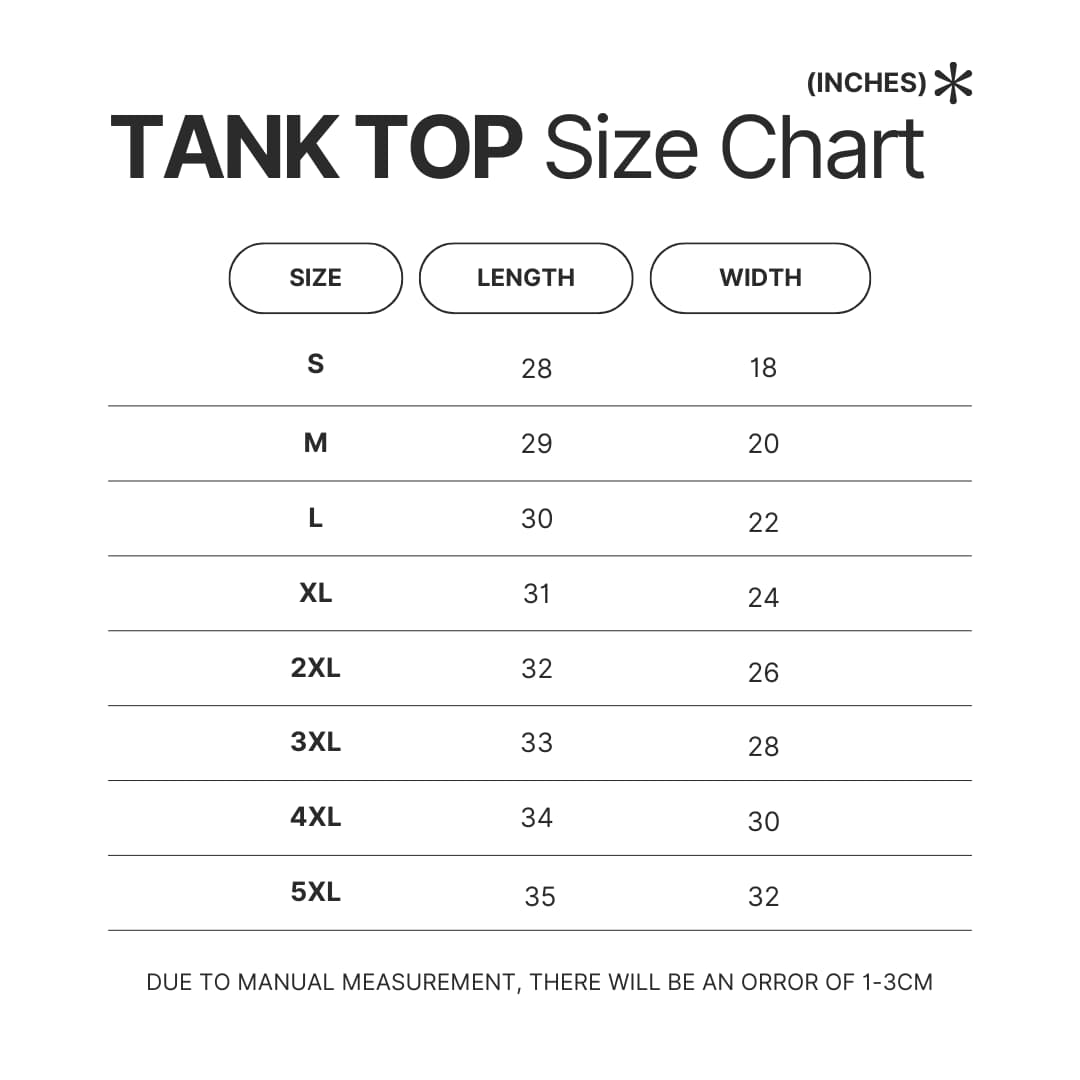 Tank Top Size Chart - Tokyo Ghoul Store