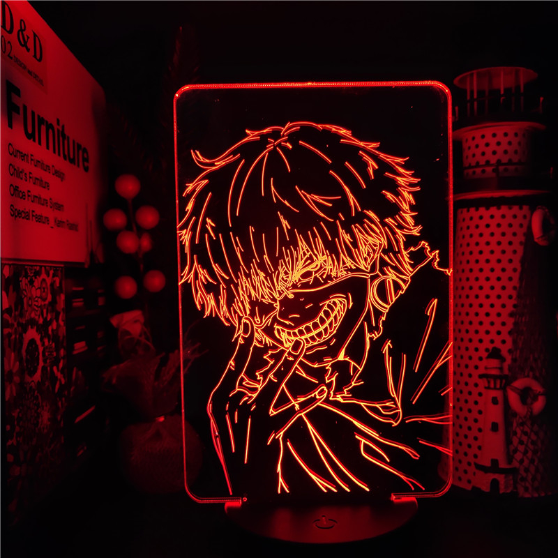 Tokyo Ghoul 3D Lamp Anime Kaneki Ken Juuzou Led Night Light for Kids Bedroom Decoration Nightlight 12 - Tokyo Ghoul Store